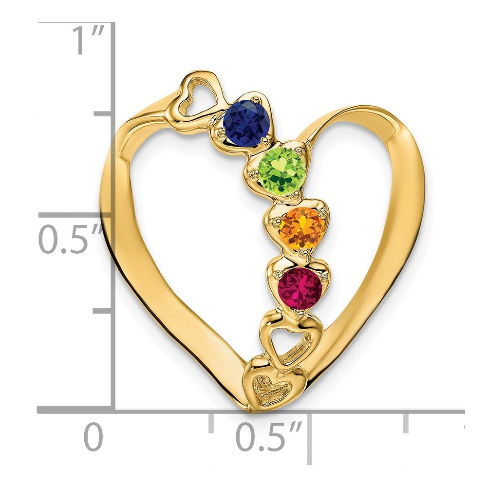14k Synthetic Diamond Family Heart Slide