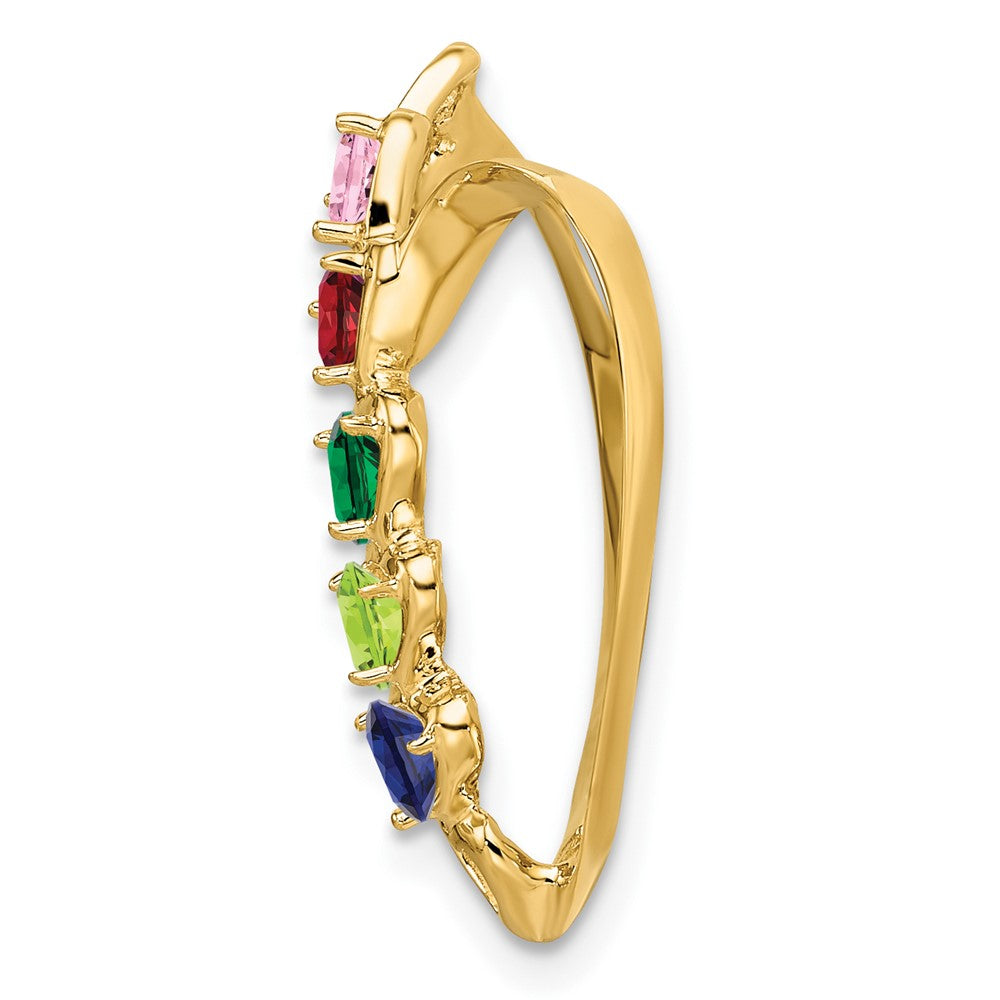 14k Synthetic Diamond Family Heart Slide