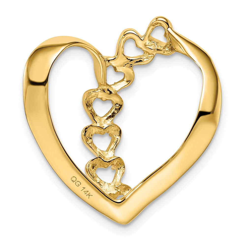 14k Synthetic Diamond Family Heart Slide