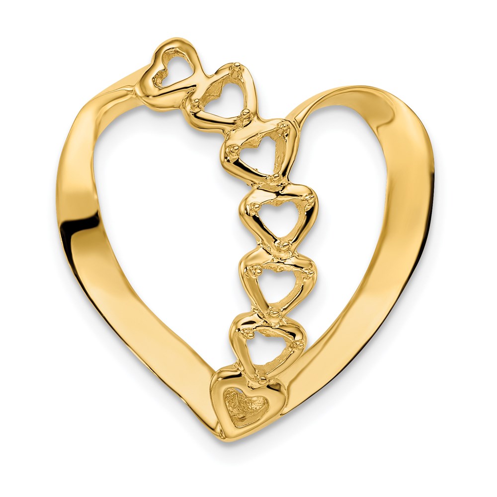 14k Synthetic Diamond Family Heart Slide