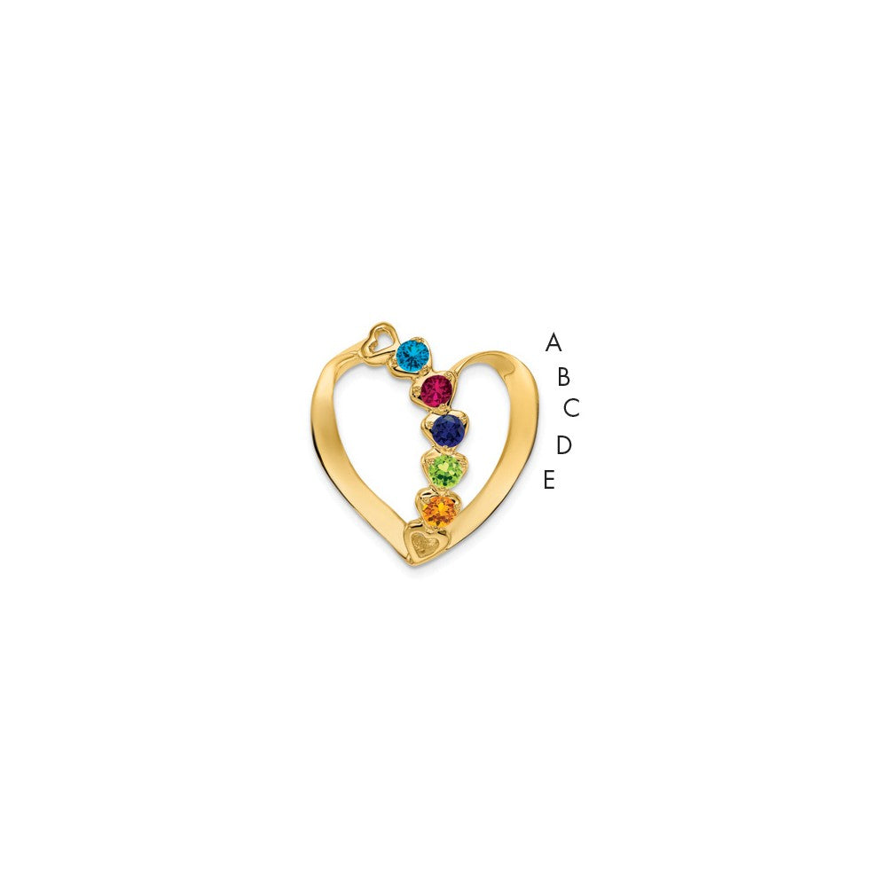 14k Synthetic Diamond Family Heart Slide