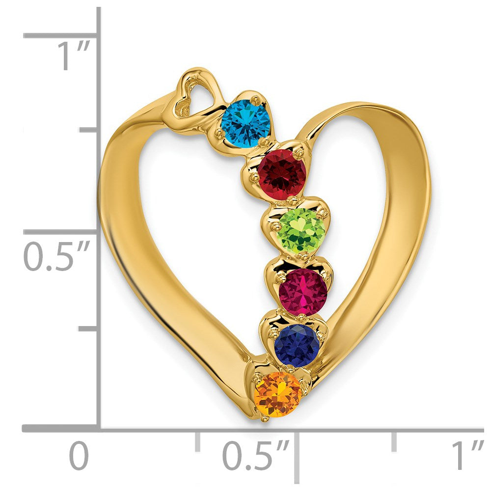 14k Synthetic Diamond Family Heart Slide