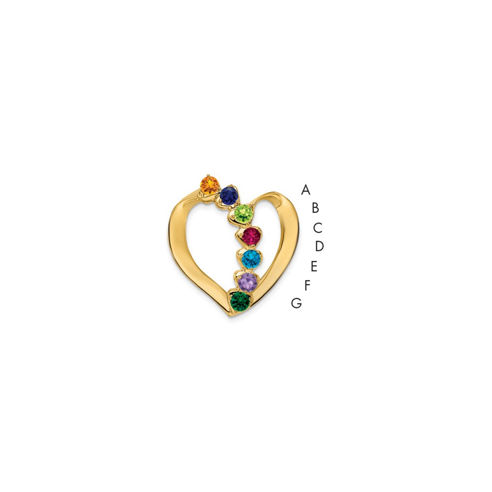 14k Synthetic Diamond Family Heart Slide