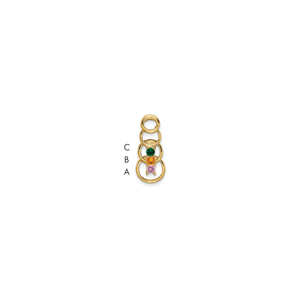 14k 3 Genuine Stone Family Pendant