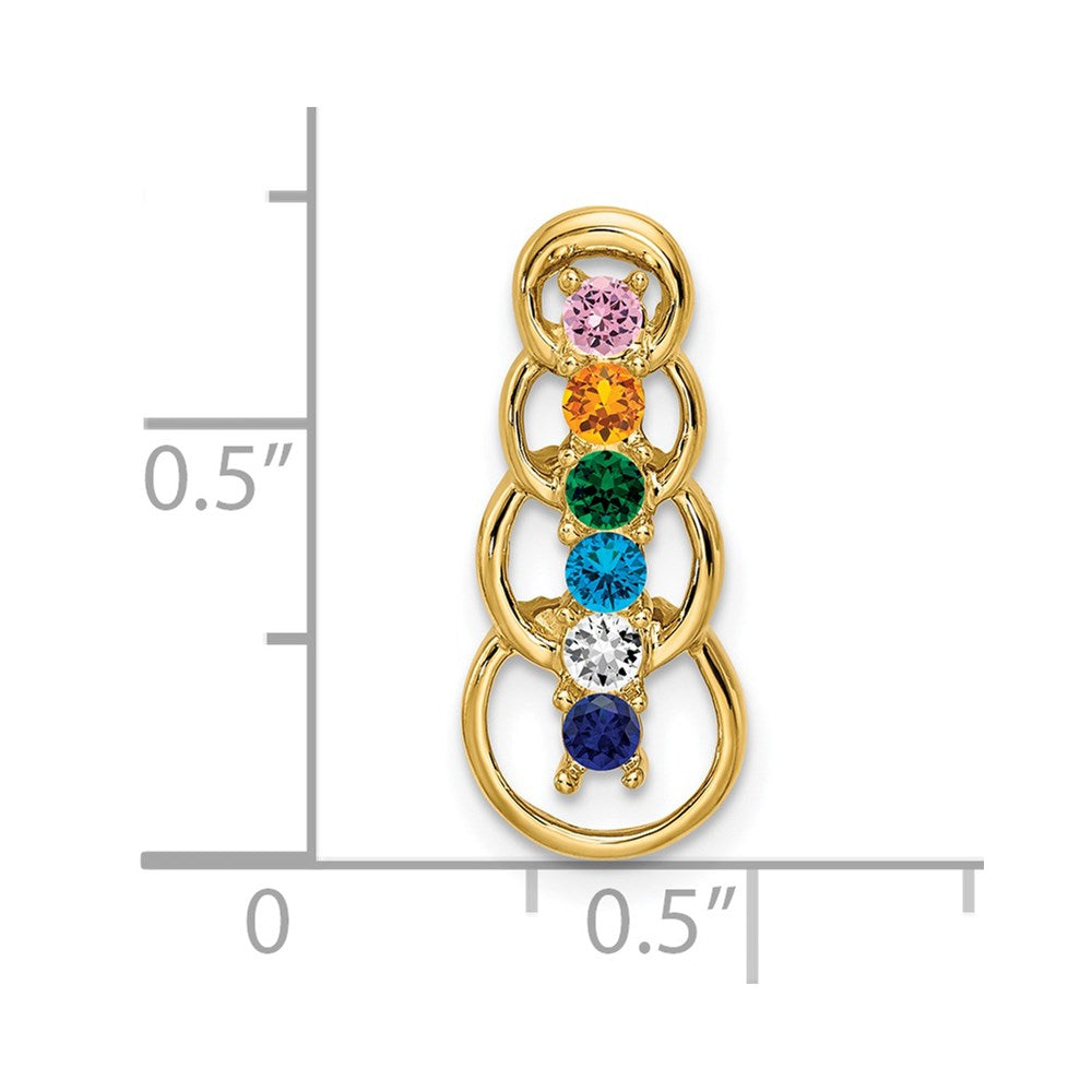 14k 6 Synthetic Stone Family Pendant