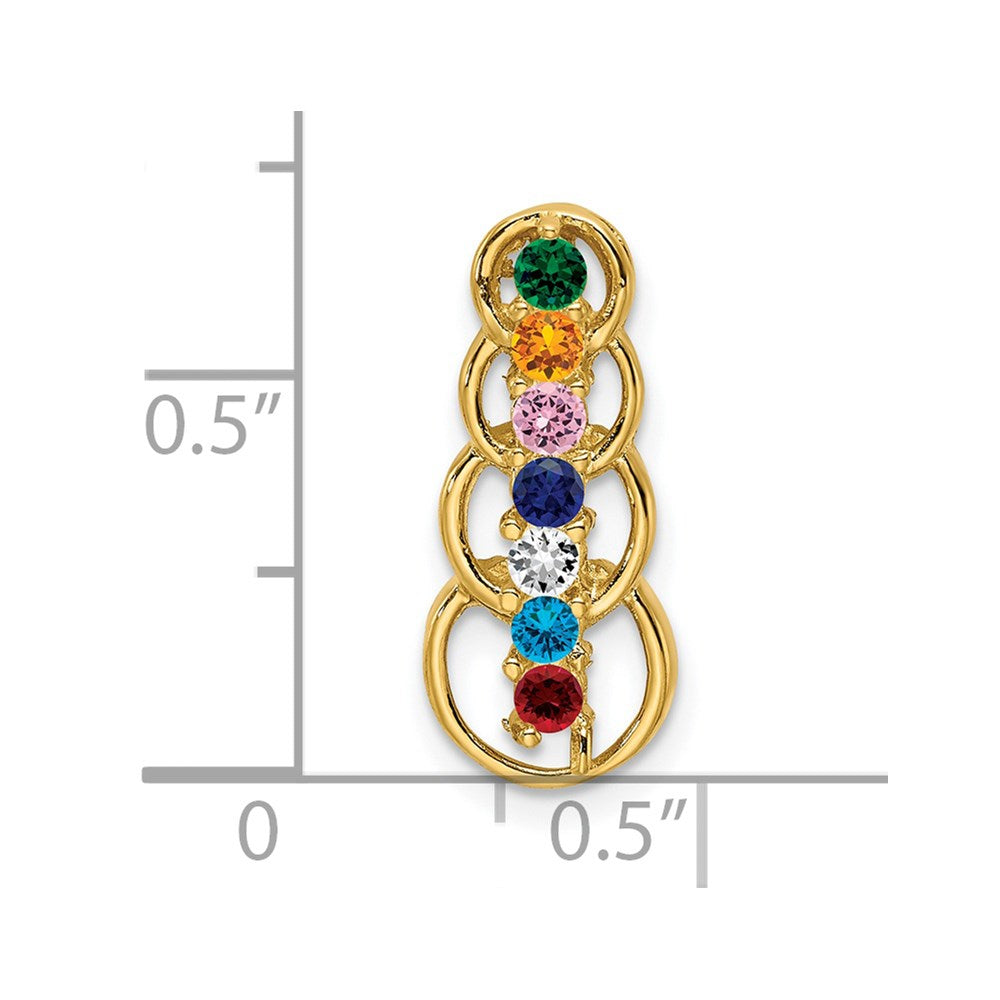 14k 7 Genuine Stone Family Pendant