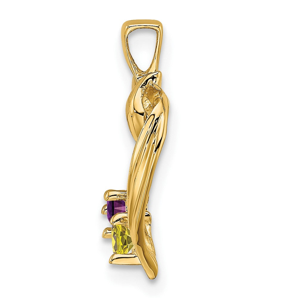 14k 2 Synthetic Stone Family Pendant