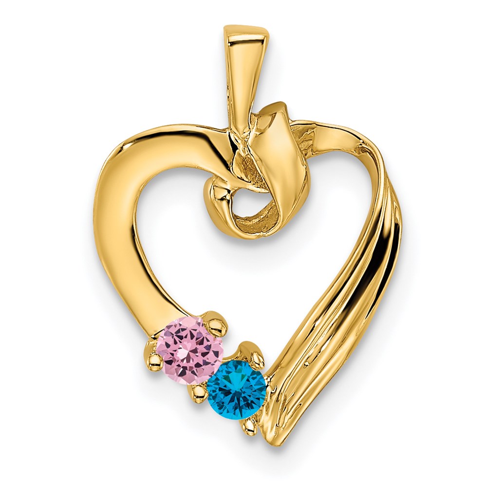 14k 2 Synthetic Stone Family Pendant