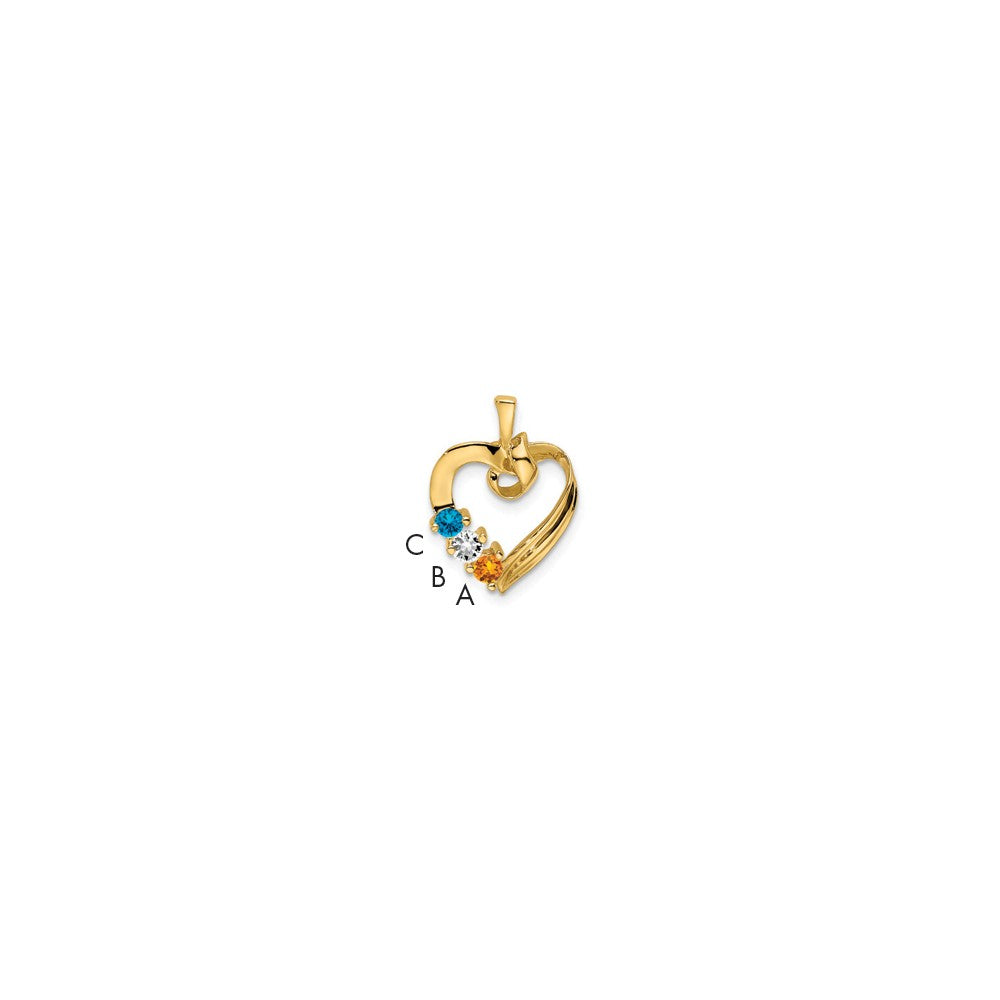 14k 3 Synthetic Stone Family Pendant