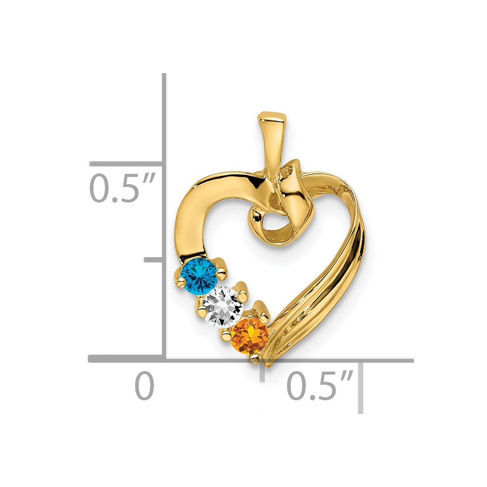 14k 3 Synthetic Stone Family Pendant