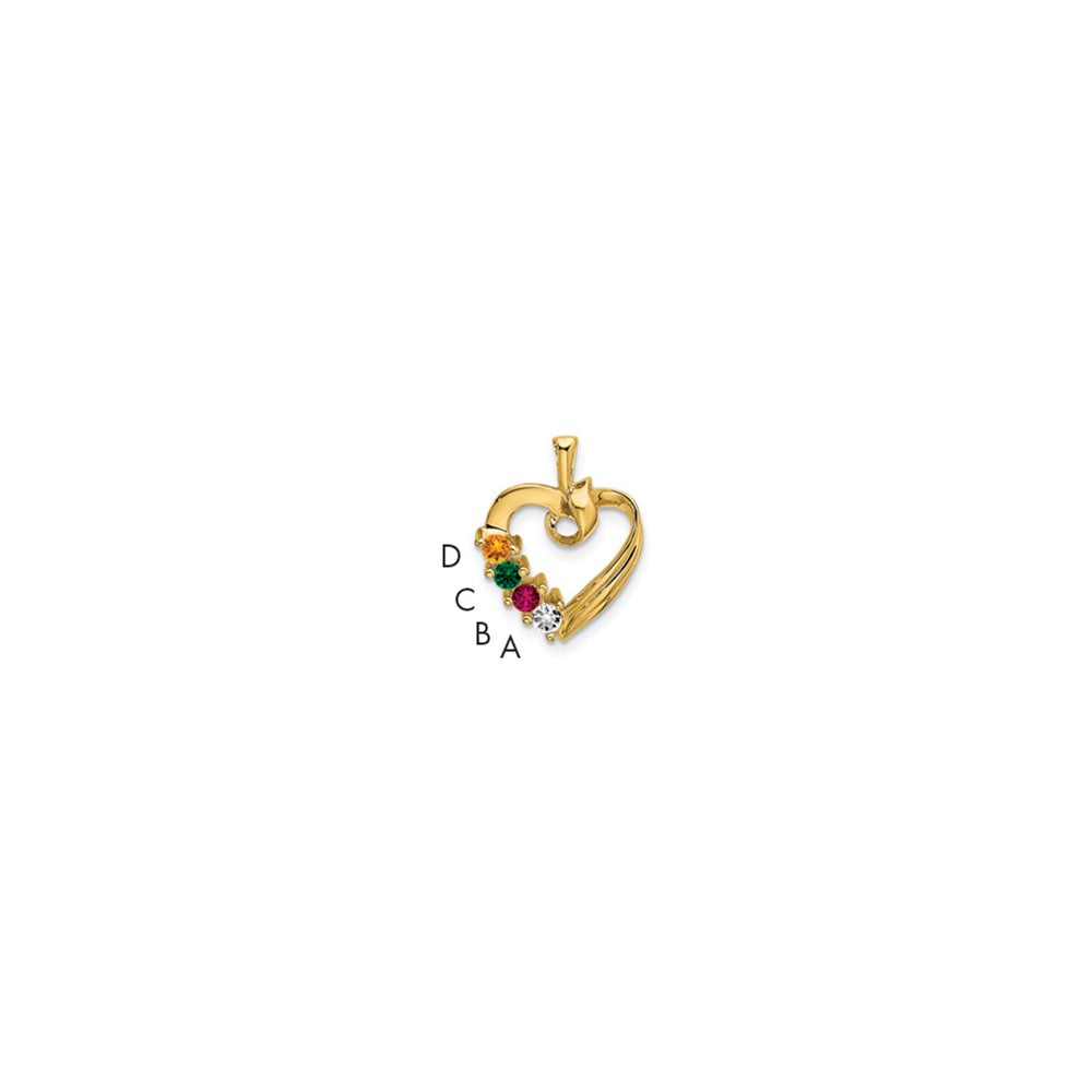 14k 4 Genuine Stone Family Pendant