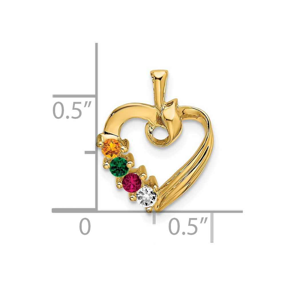 14k 4 Genuine Stone Family Pendant