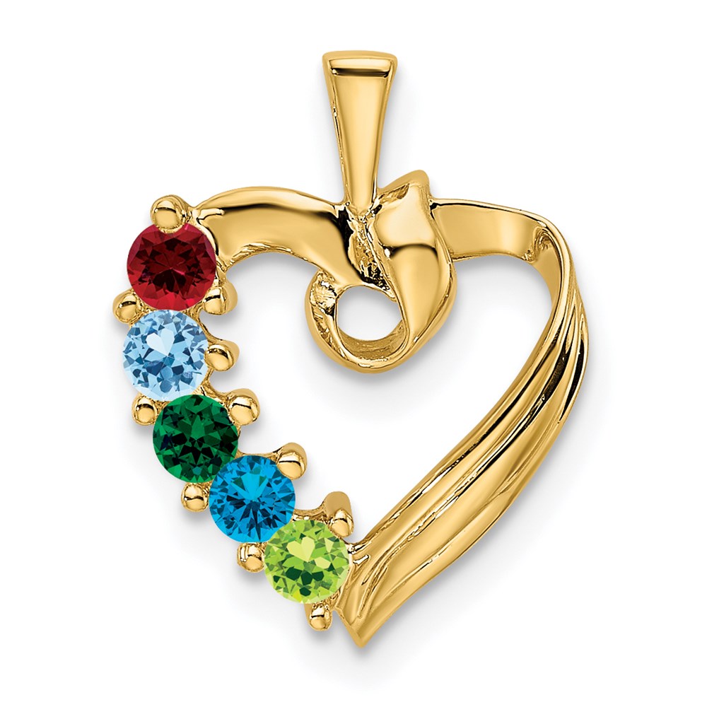 14k 5 Genuine Stone Family Pendant