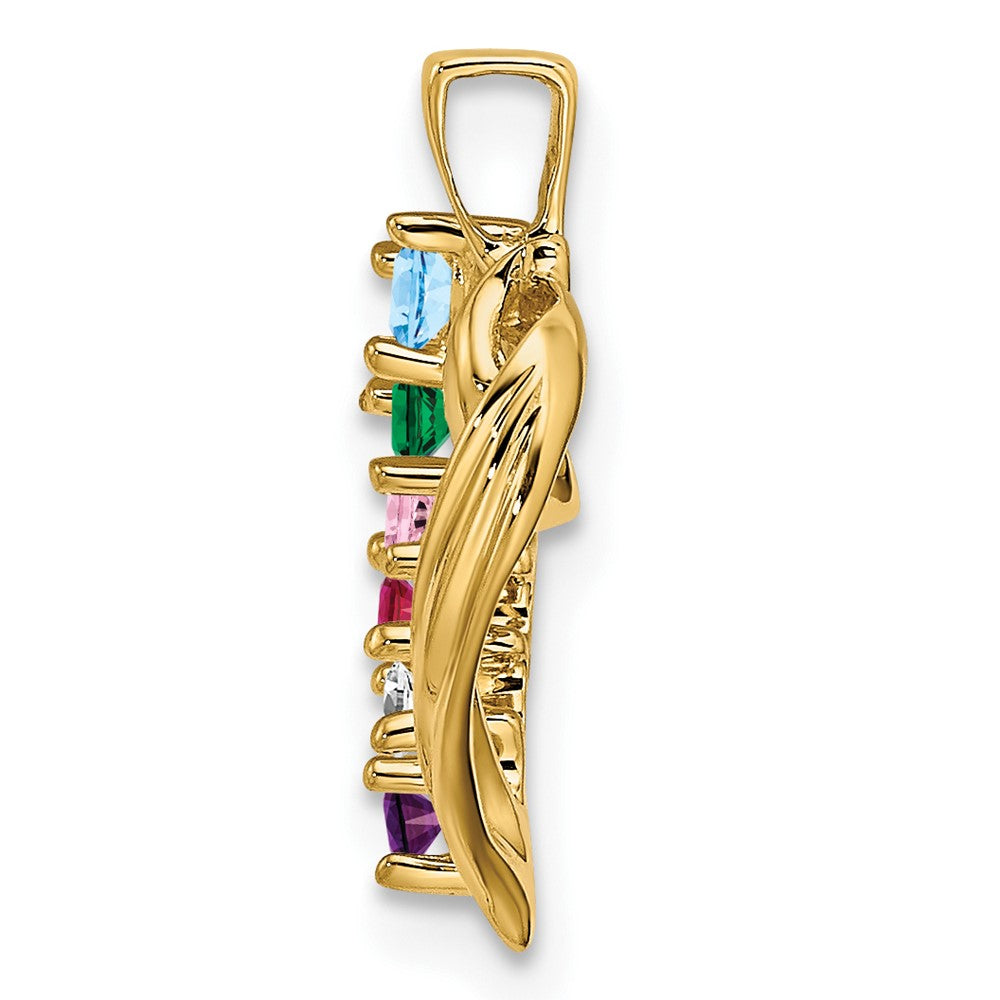 14ky 6 Genuine Stone Family Pendant