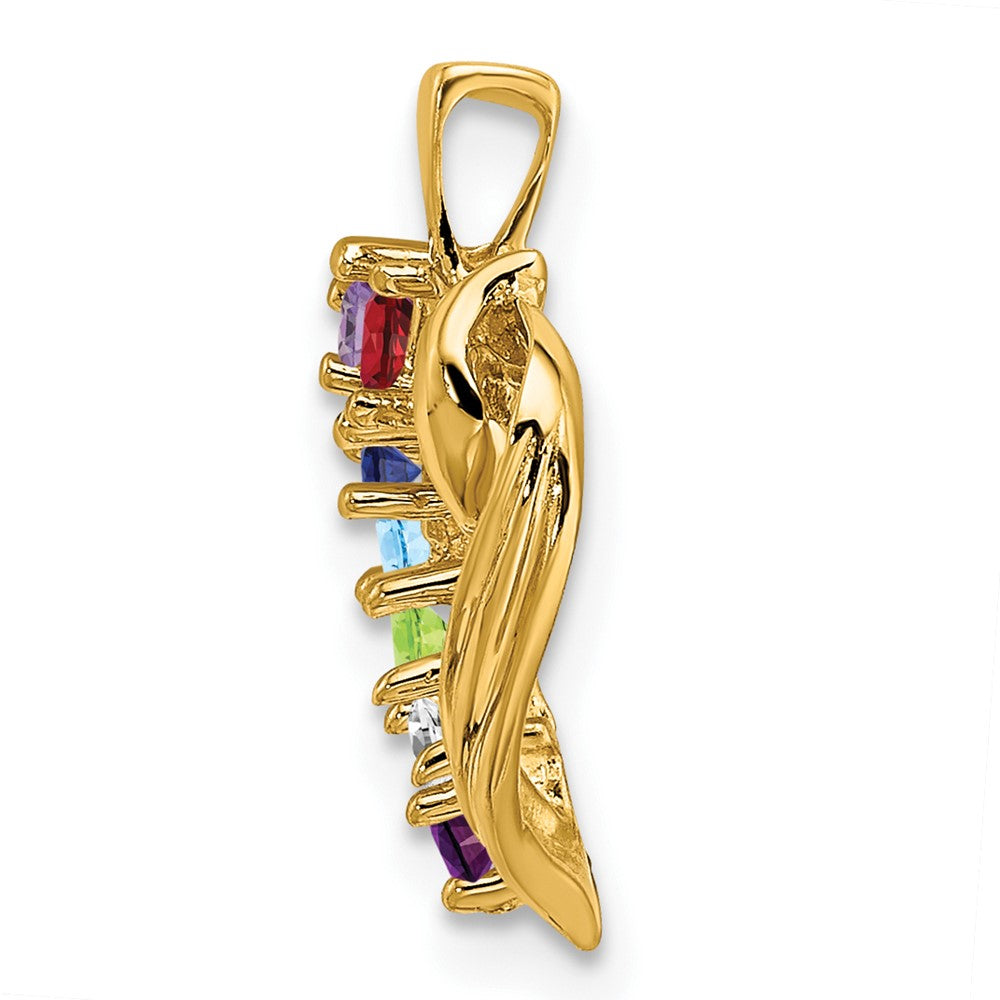 14k 7 Synthetic Stone Family Pendant