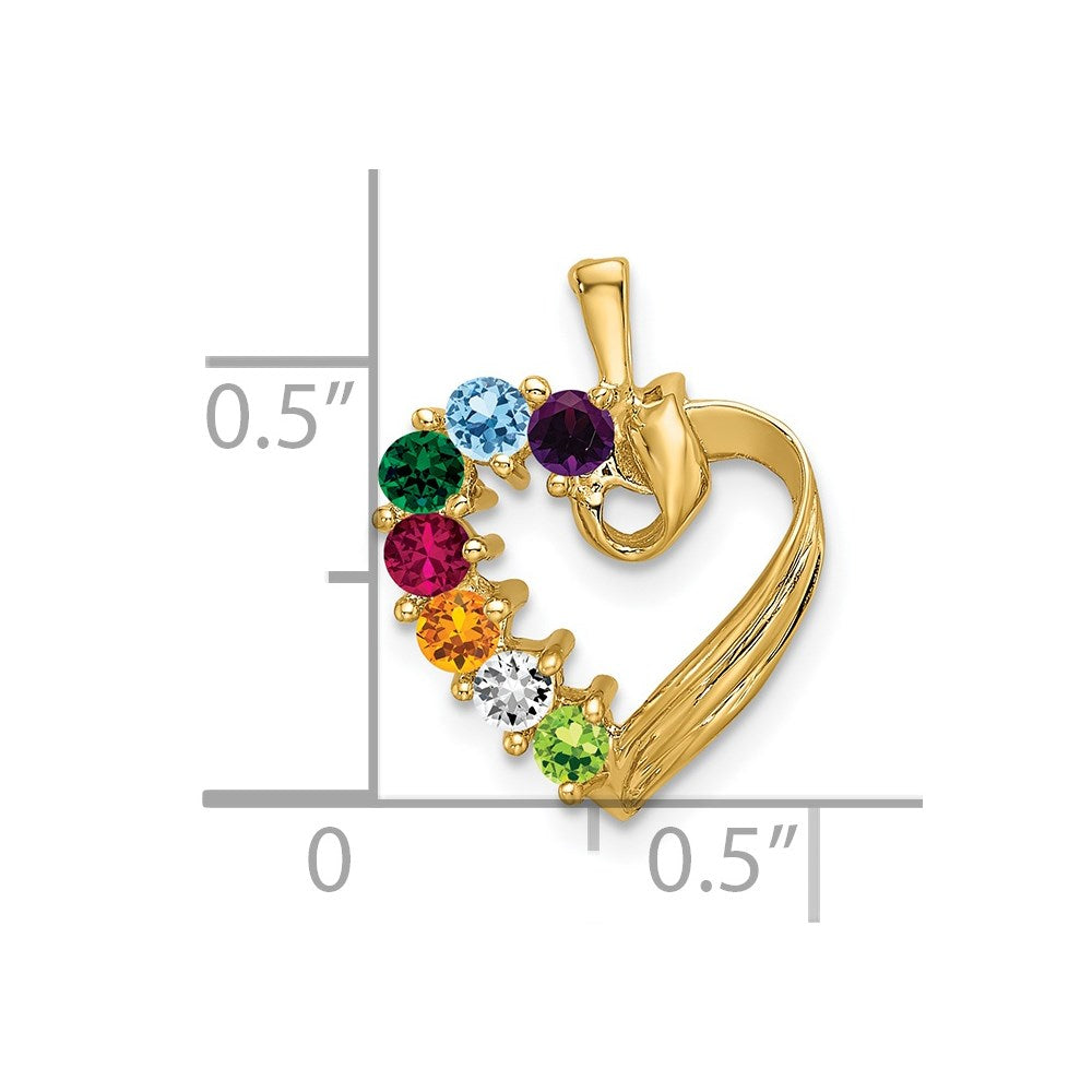 14k 7 Synthetic Stone Family Pendant