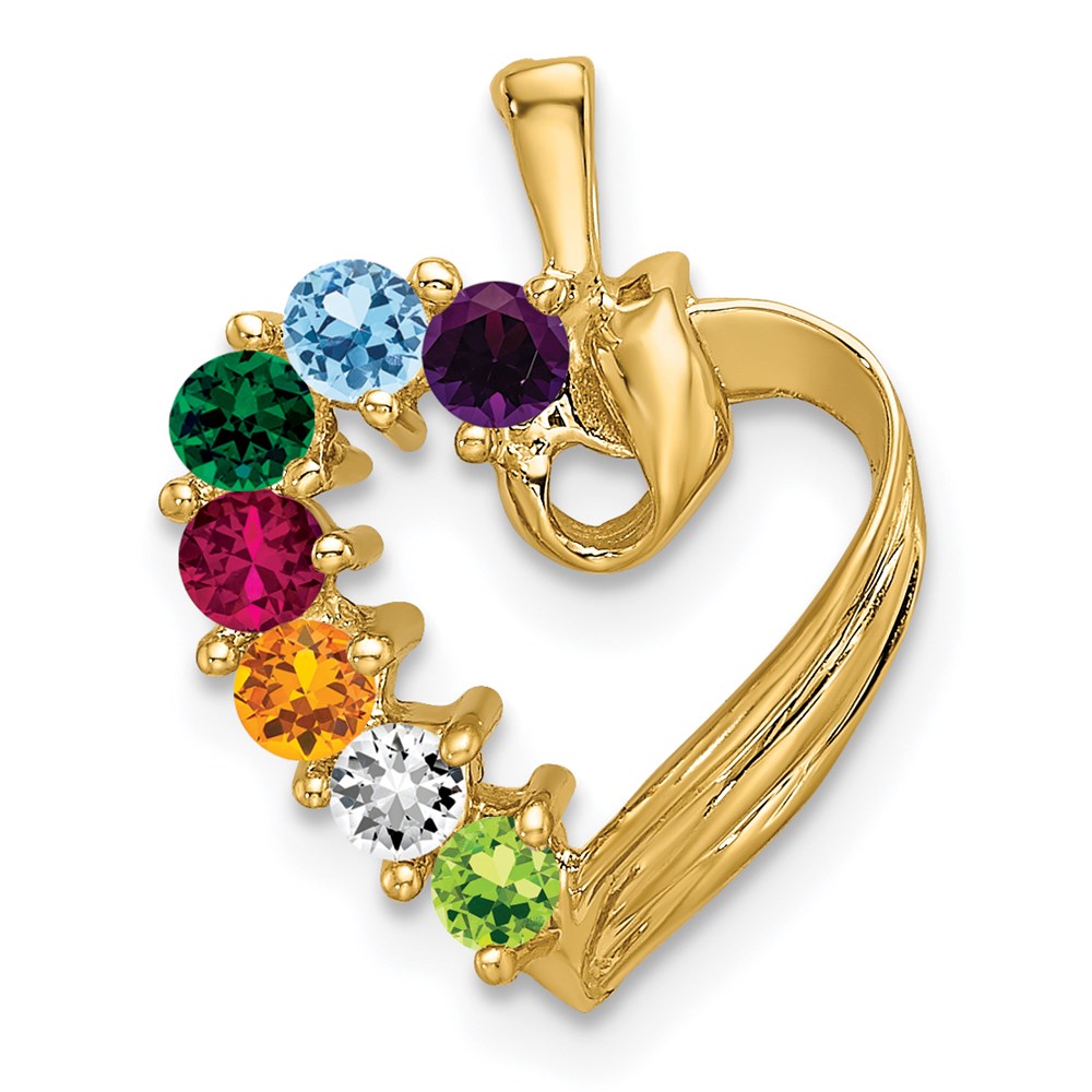 14k 7 Genuine Stone Family Pendant