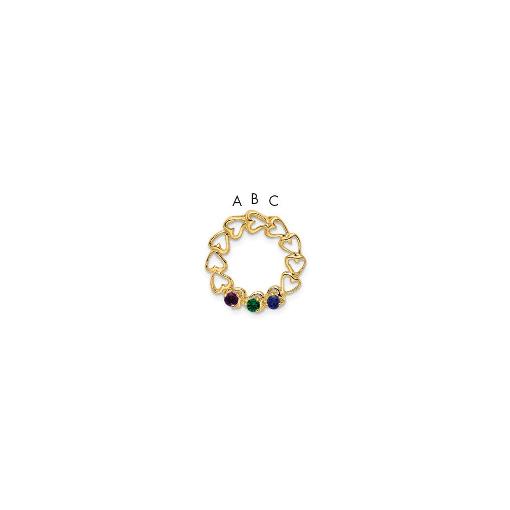14k 3 Synthetic Stone Family Pendant