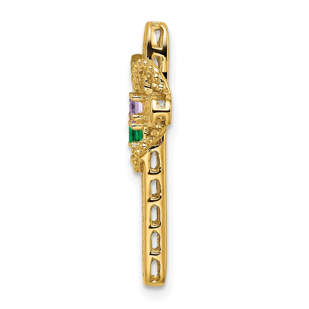 14k Genuine 2 Stone Mother's Cross Pendant