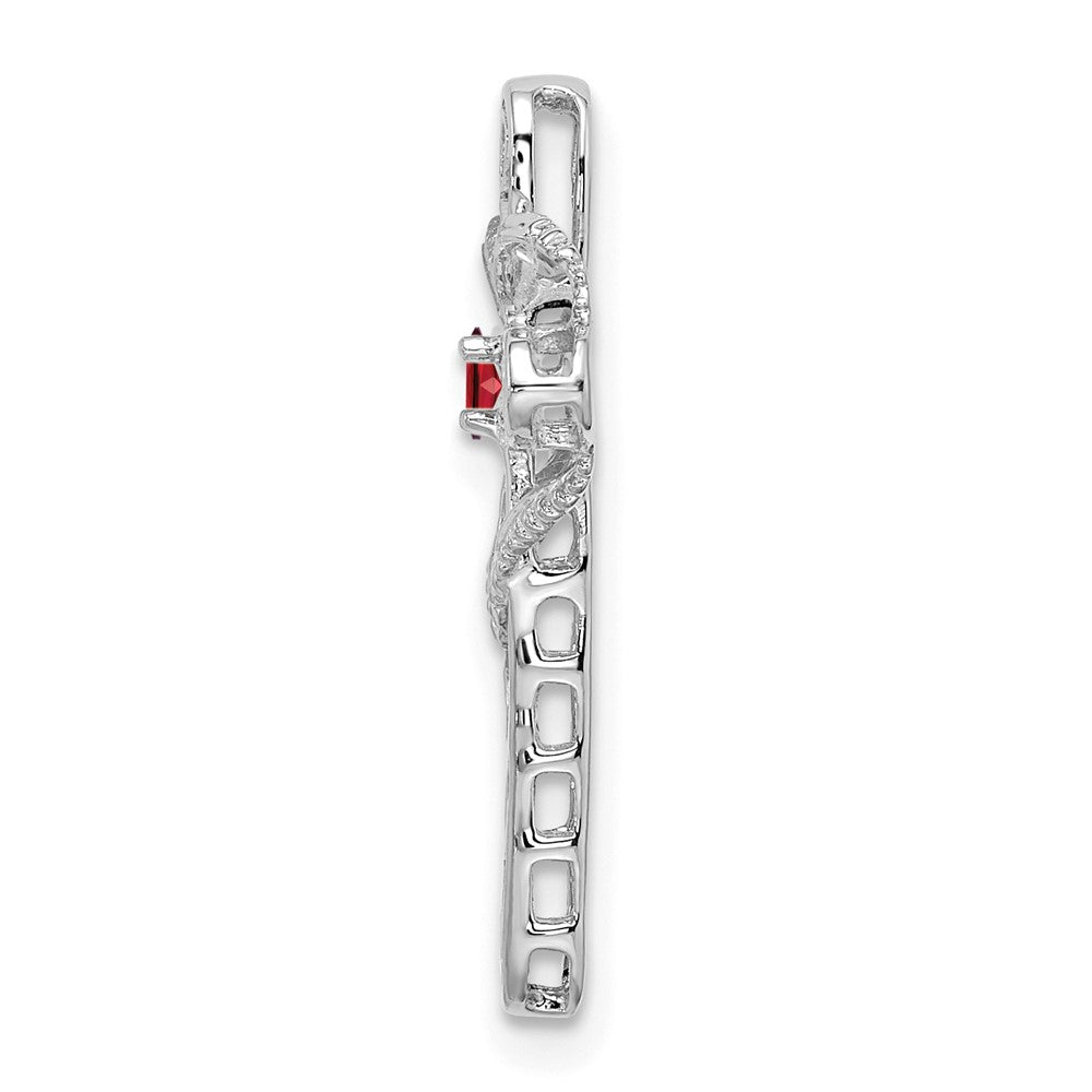 14k White Gold Synthetic Mother's Cross Pendant