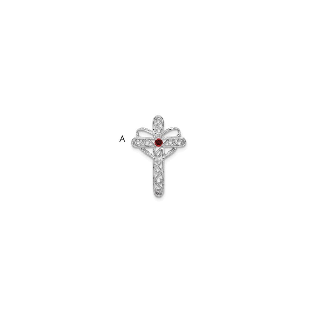 14k White Gold Genuine Mother's Cross Pendant