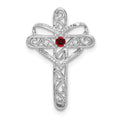 14k White Gold Synthetic Mother's Cross Pendant