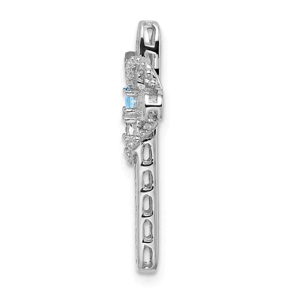 14k White Gold Synthetic Mother's Cross Pendant