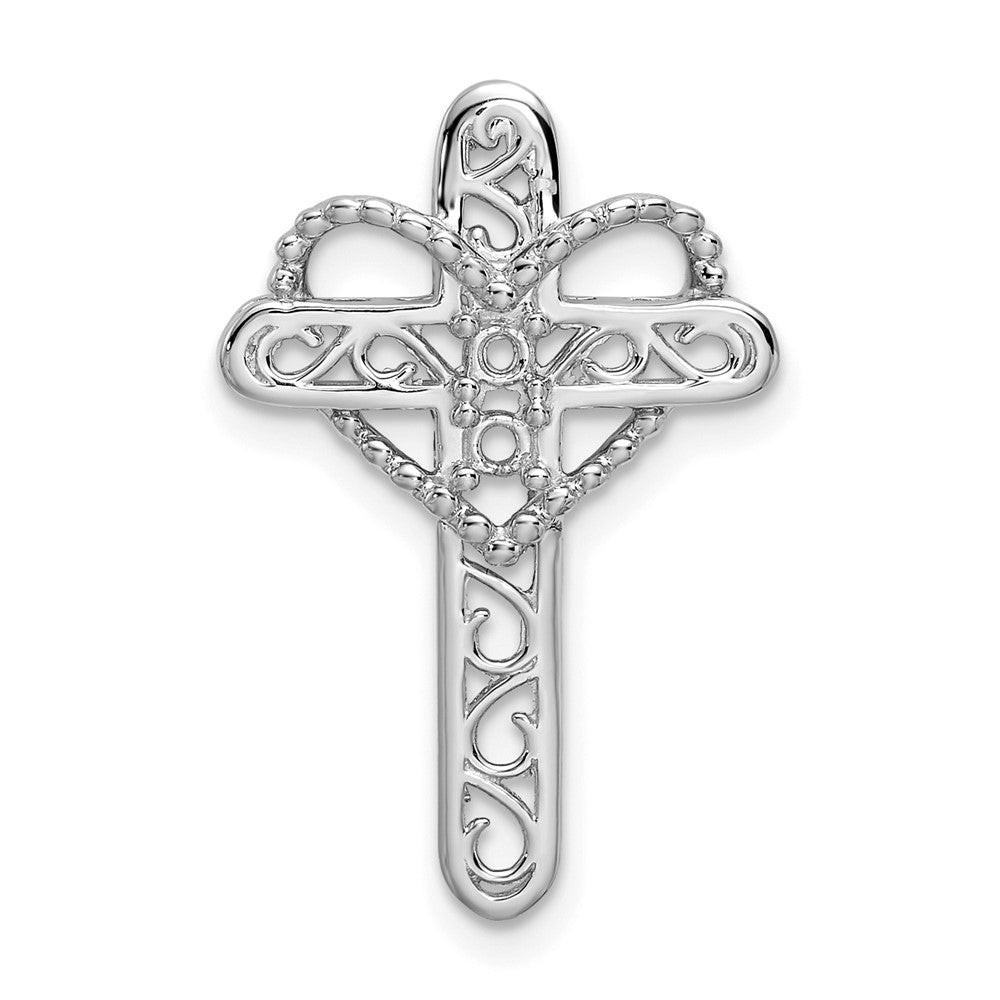 14k White Gold Genuine Mother's Cross Pendant