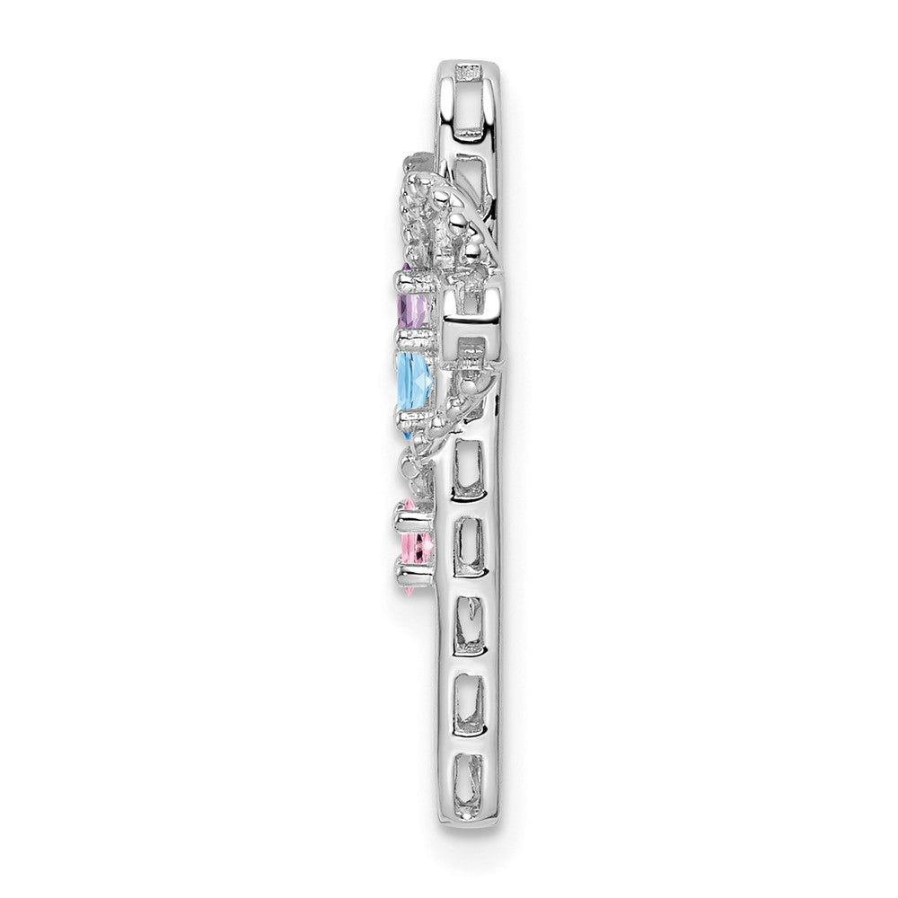 14k White Gold Genuine Mother's Cross Pendant