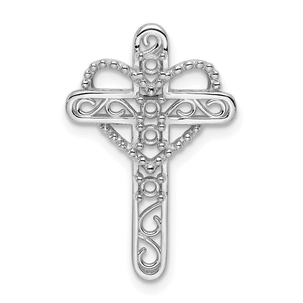 14k White Gold Genuine Mother's Cross Pendant