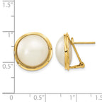 14k 14-15mm White Freshwater Cultured Mabe Pearl Omega Back Earrings