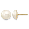 14k 10-11mm White Freshwater Cultured Mabe Pearl Post Earrings