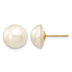 14k 10-11mm White Freshwater Cultured Mabe Pearl Post Earrings