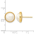 14k 9-10mm White Freshwater Cultured Mabe Pearl Post Earrings