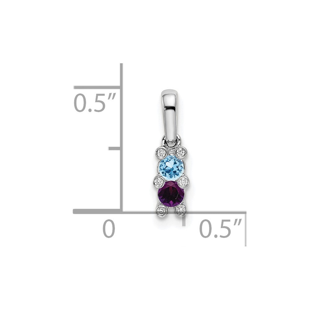 14K White Gold Family Jewelry Synthetic Stone & Diamond Set Pendant