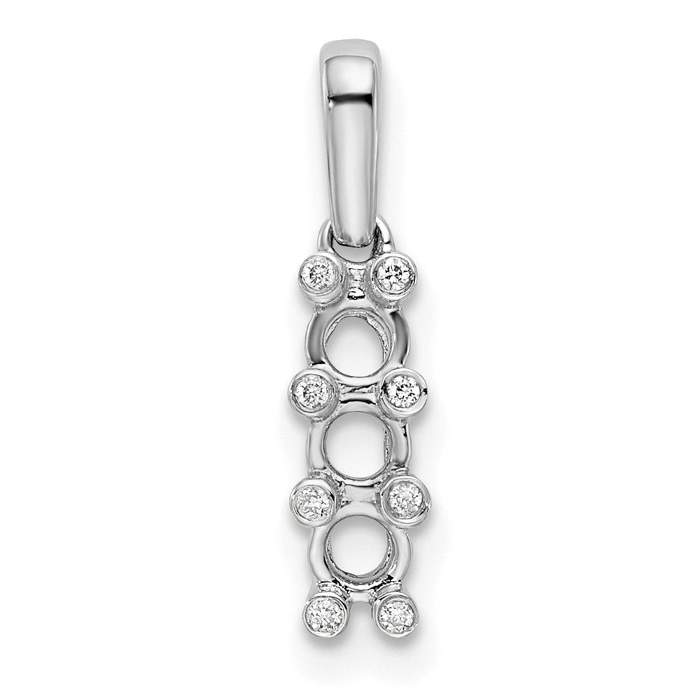 14K White Gold Family Jewelry Genuine Stone & Diamond Set Pendant