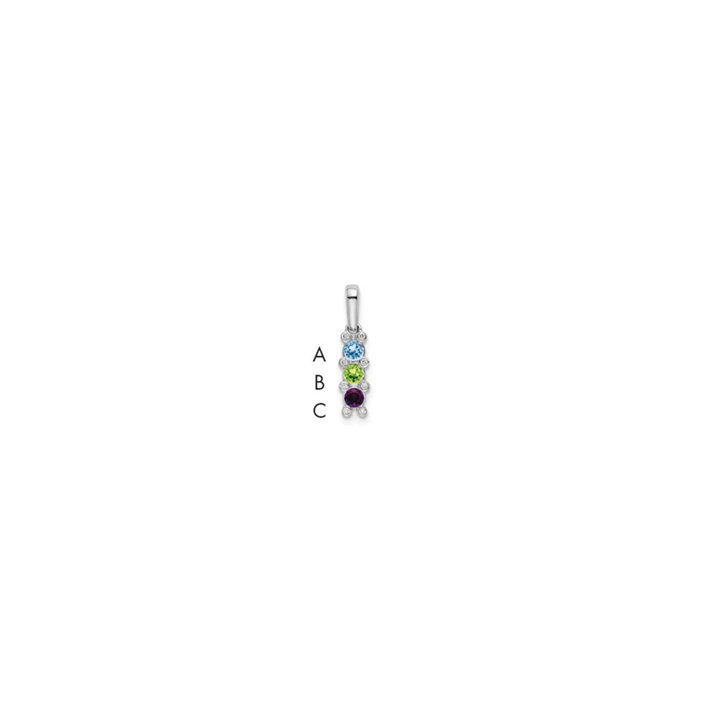 14K White Gold Family Jewelry Genuine Stone & Diamond Set Pendant