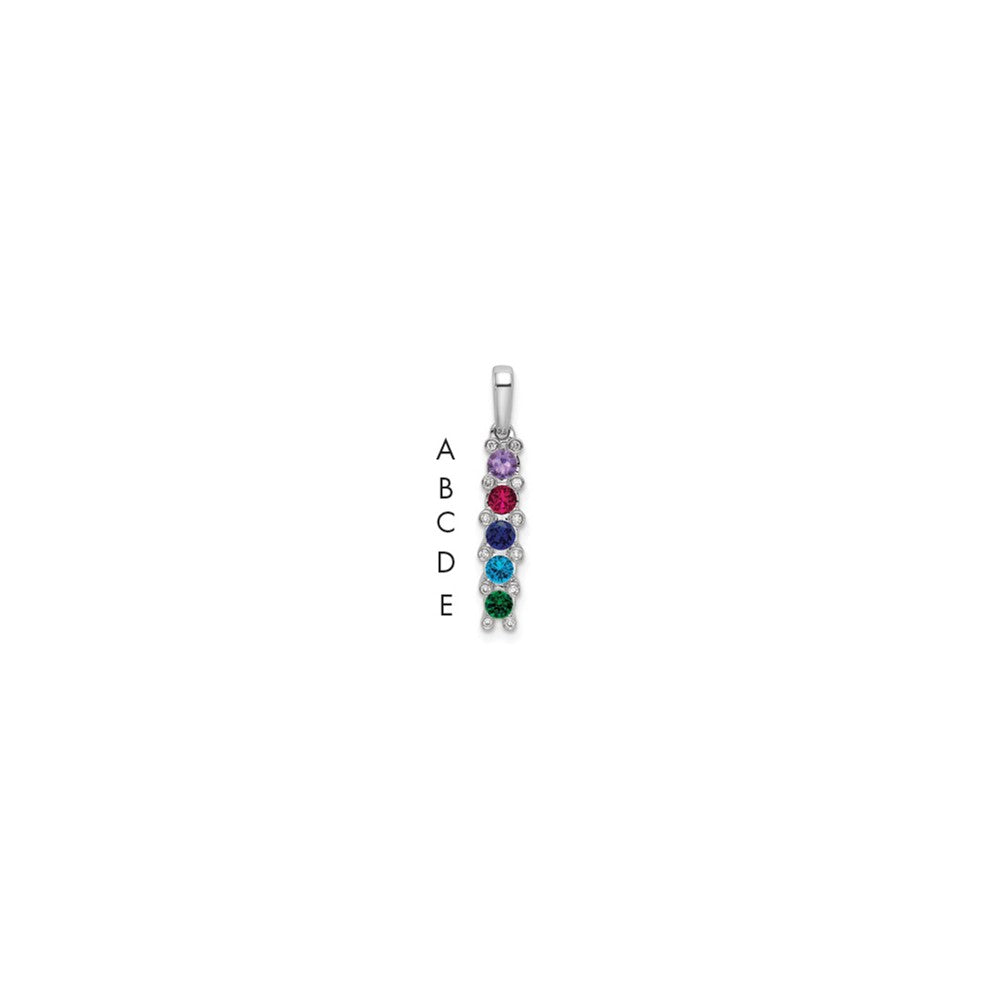 14K White Gold Family Jewelry Synthetic Stone & Diamond Set Pendant