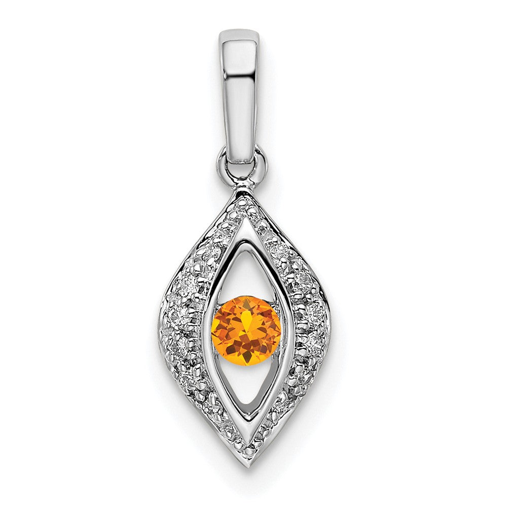 14K White Gold Family Jewelry Genuine Stone & Diamond Set Pendant