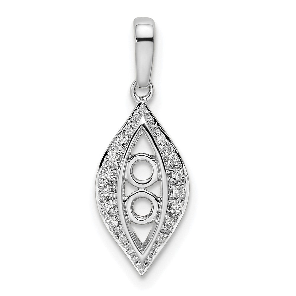 14K White Gold Family Jewelry Diamond Semi-Set Pendant