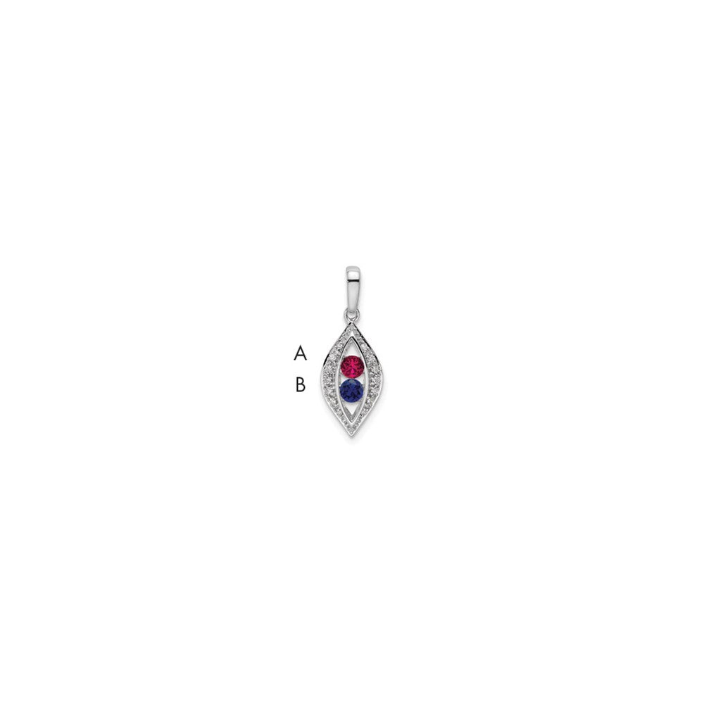 14K White Gold Family Jewelry Genuine Stone & Diamond Set Pendant