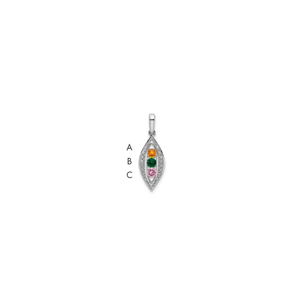 14KW Family Jewelry Synthetic Stone & Diamond Set Pendant