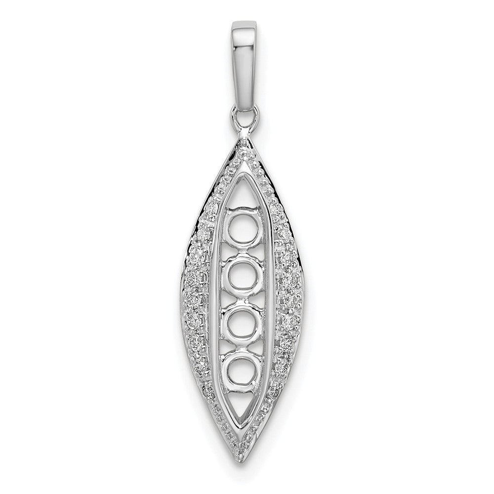 14K White Gold Family Jewelry Genuine Stone & Diamond Set Pendant