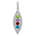 14K White Gold Family Jewelry Diamond Semi-Set Pendant