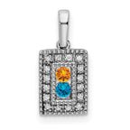 14K White Gold Family Jewelry Diamond Semi-Set Pendant
