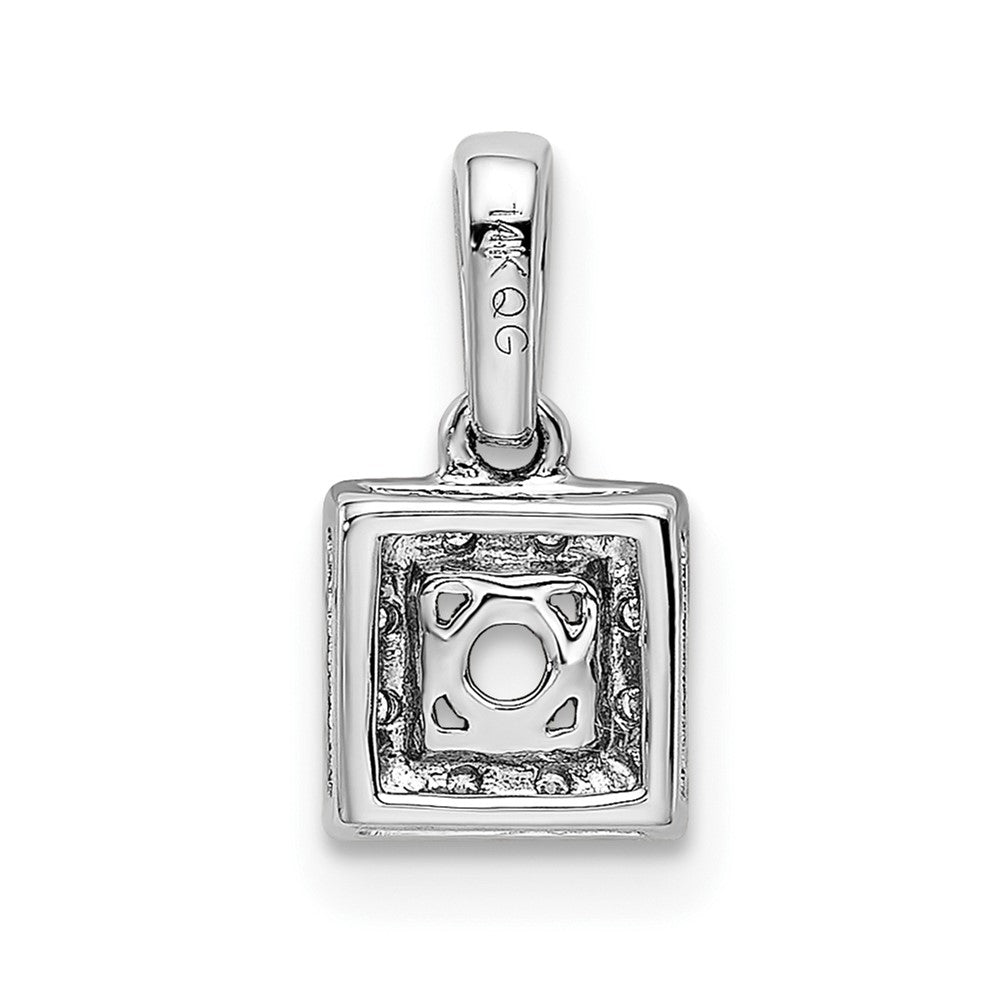 14K White Gold Family Jewelry Synthetic Stone & Diamond Set Pendant