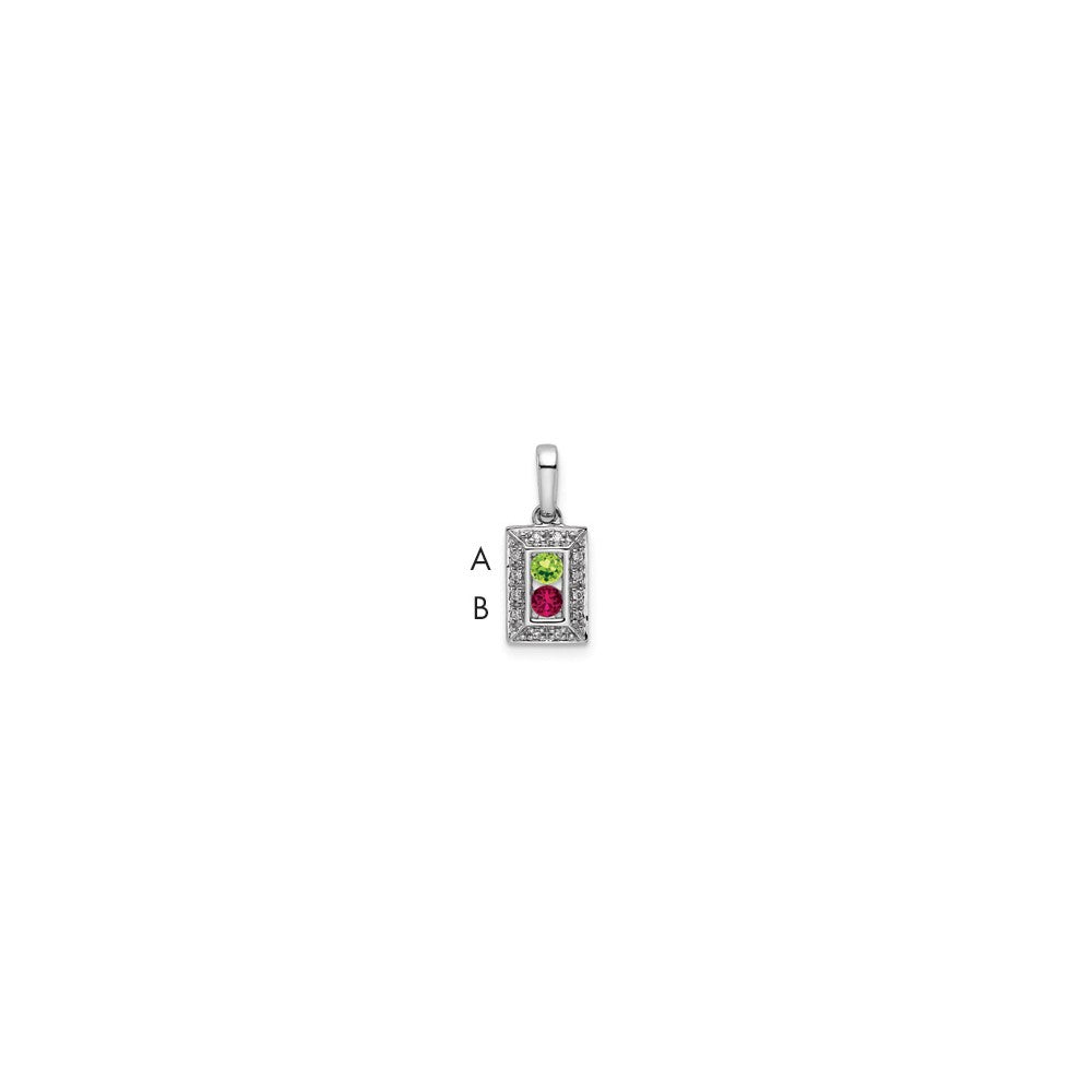 14K White Gold Family Jewelry Synthetic Stone & Diamond Set Pendant