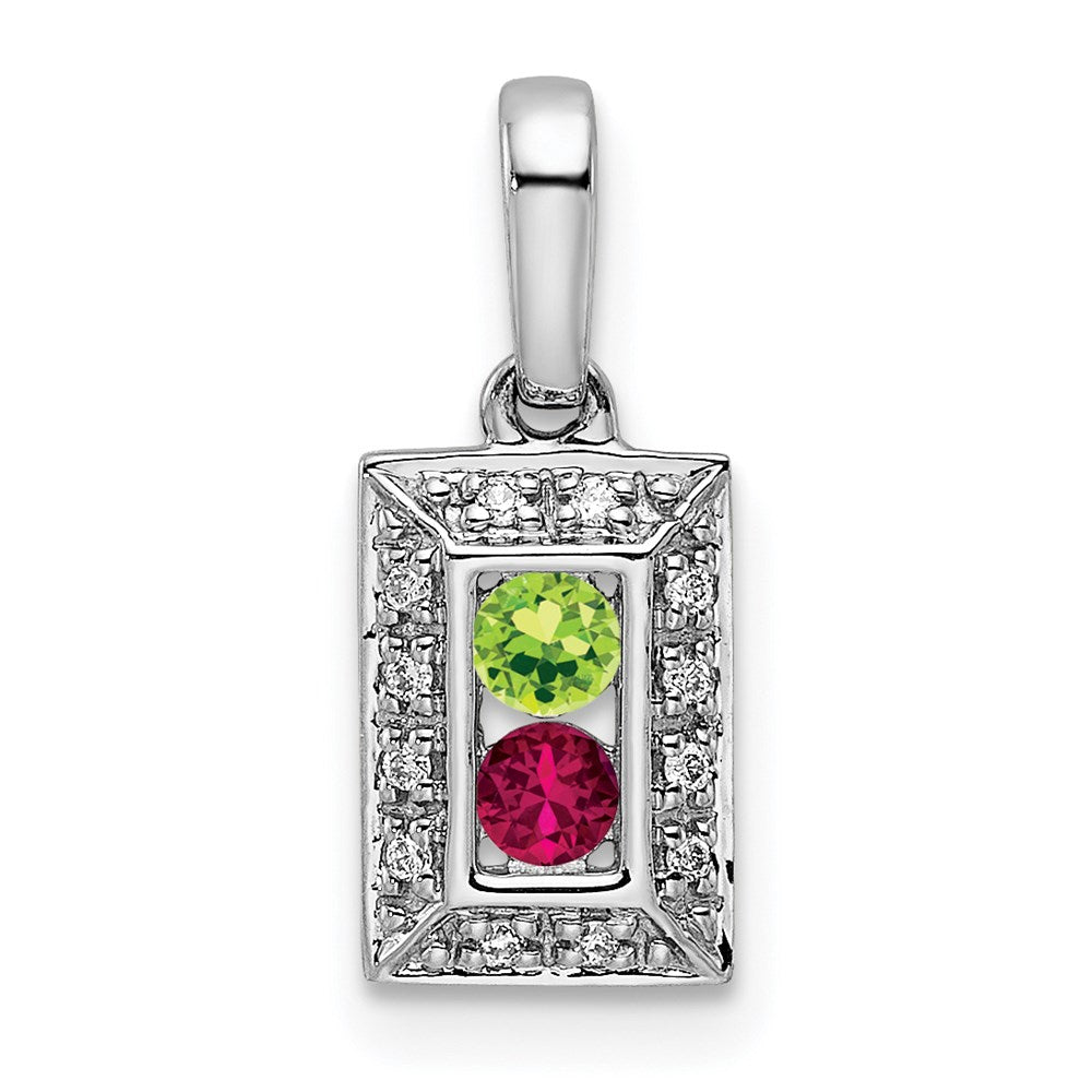 14K White Gold Family Jewelry Diamond Semi-Set Pendant