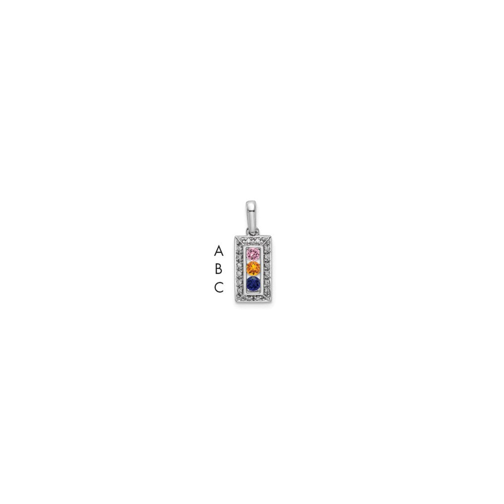 14KW Family Jewelry Synthetic Stone & Diamond Set Pendant