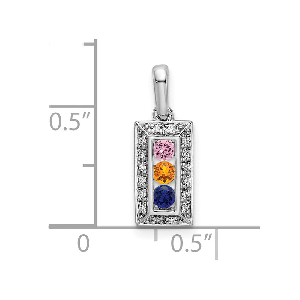 14K White Gold Family Jewelry Genuine Stone & Diamond Set Pendant